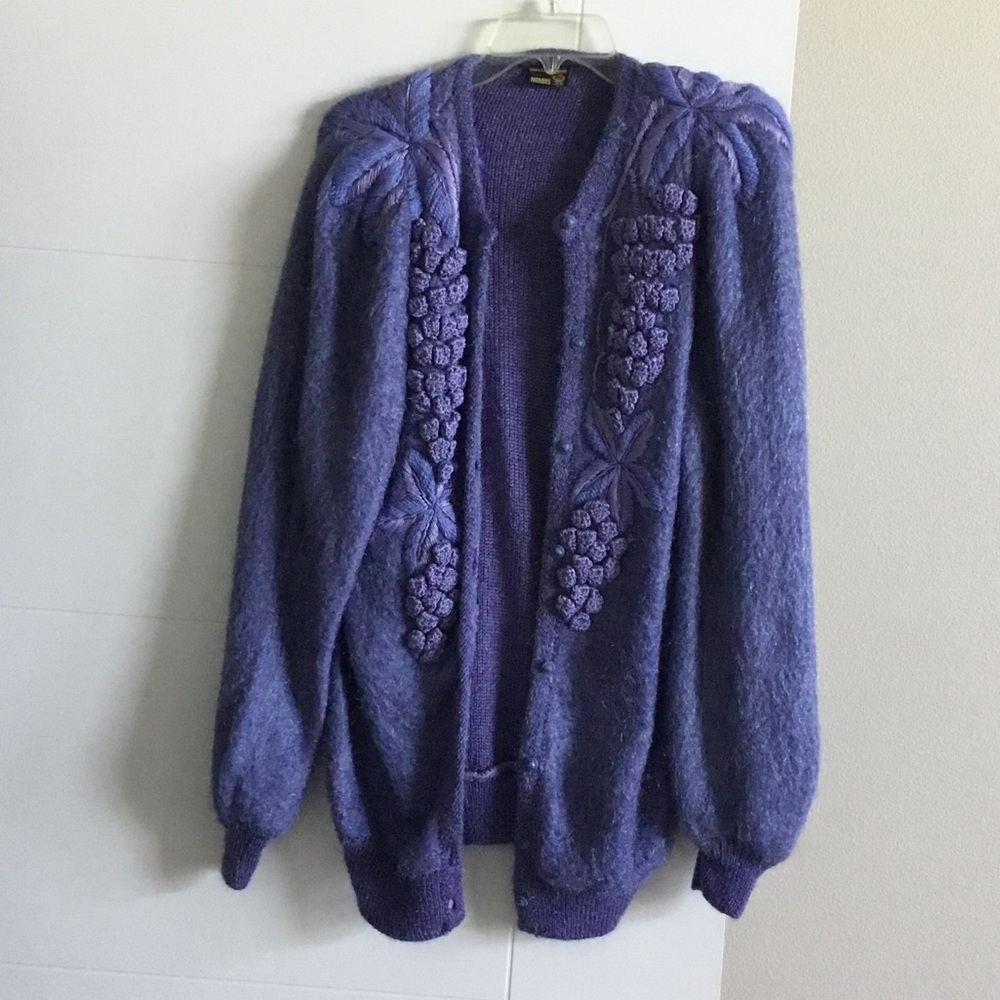Women's Lavender Knit Embellished Cardigan Sweater